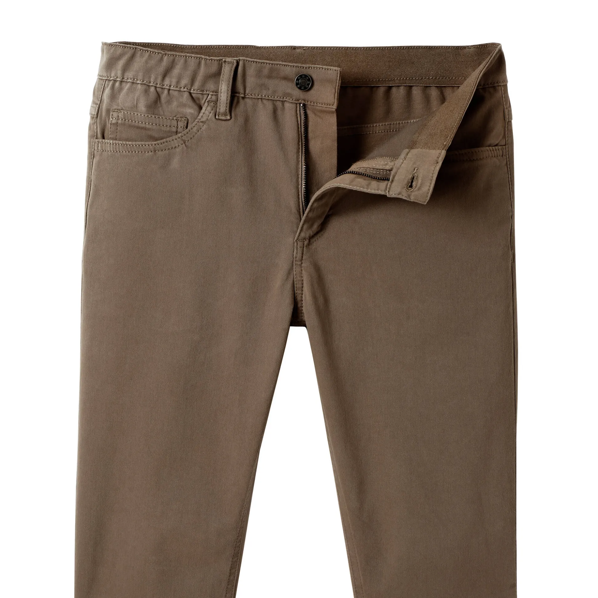 Comfortabele broek met 5 zakken en elastische tailleband, in gabardine - L30