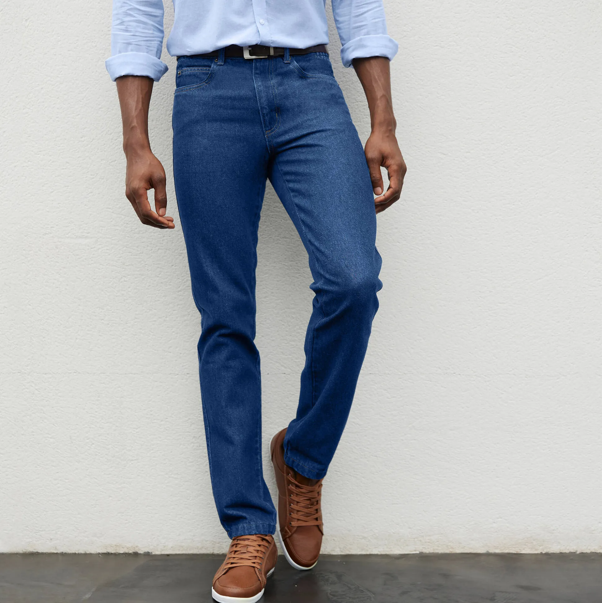 Comfortabele jeans met elastische tailleband - binnenpijplengte 82 cm