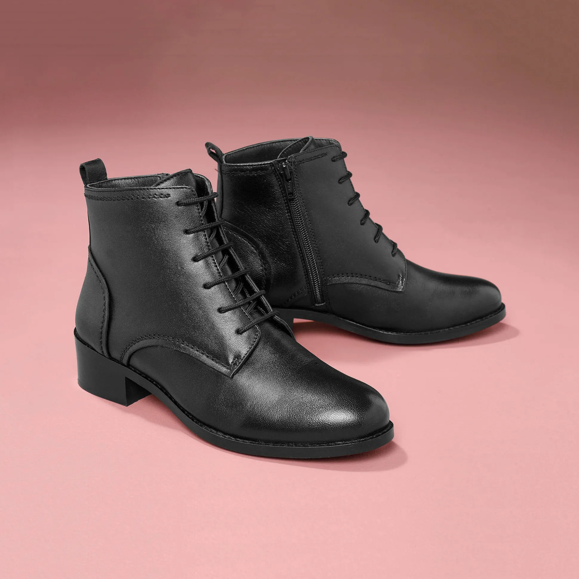Comfortabele leren bottines met veters