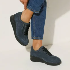 Comfortabele leren sneakers met sleehak, LWG gecertificeerd