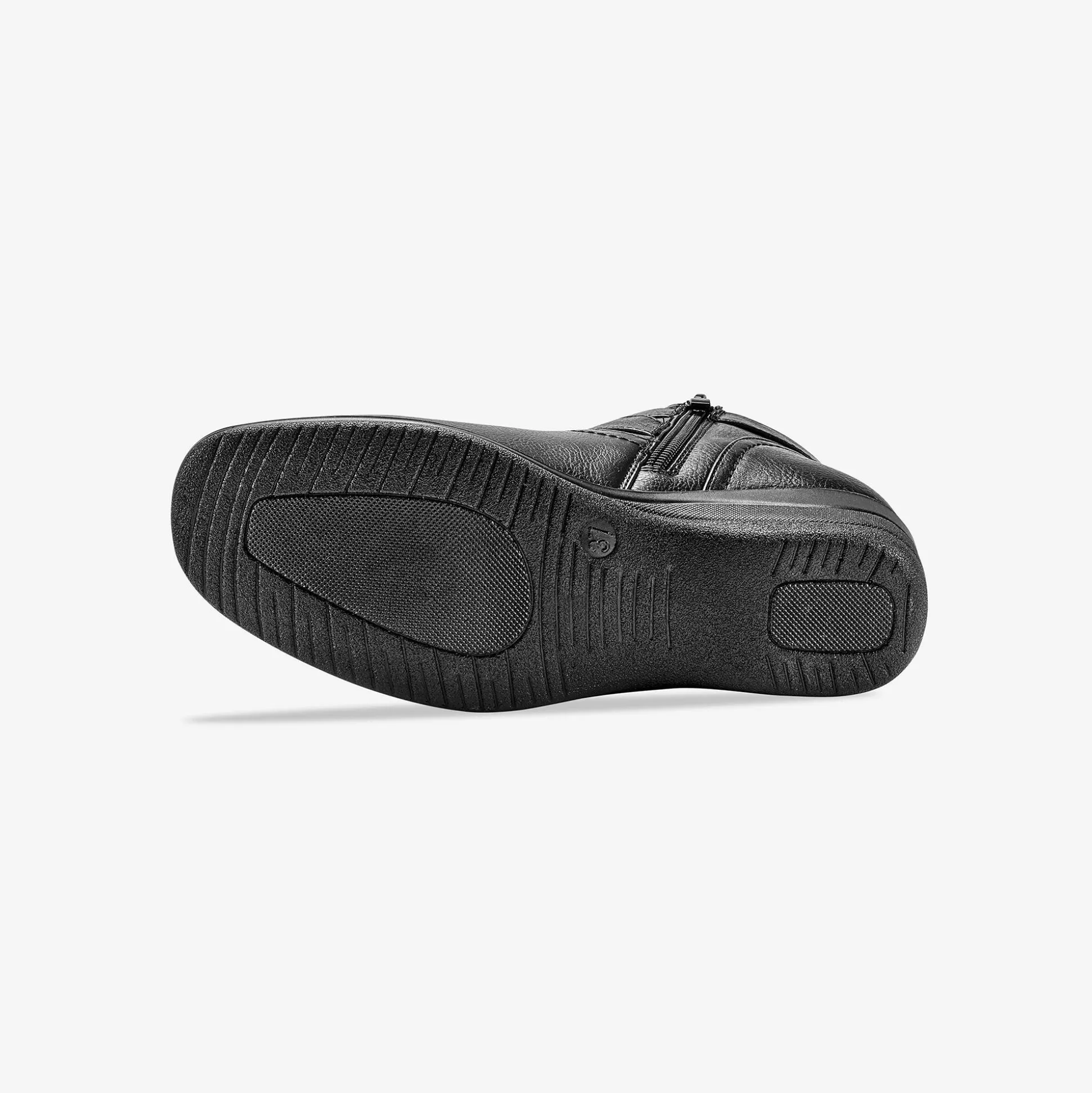 Comfortabele low-boots met sleehak en rits