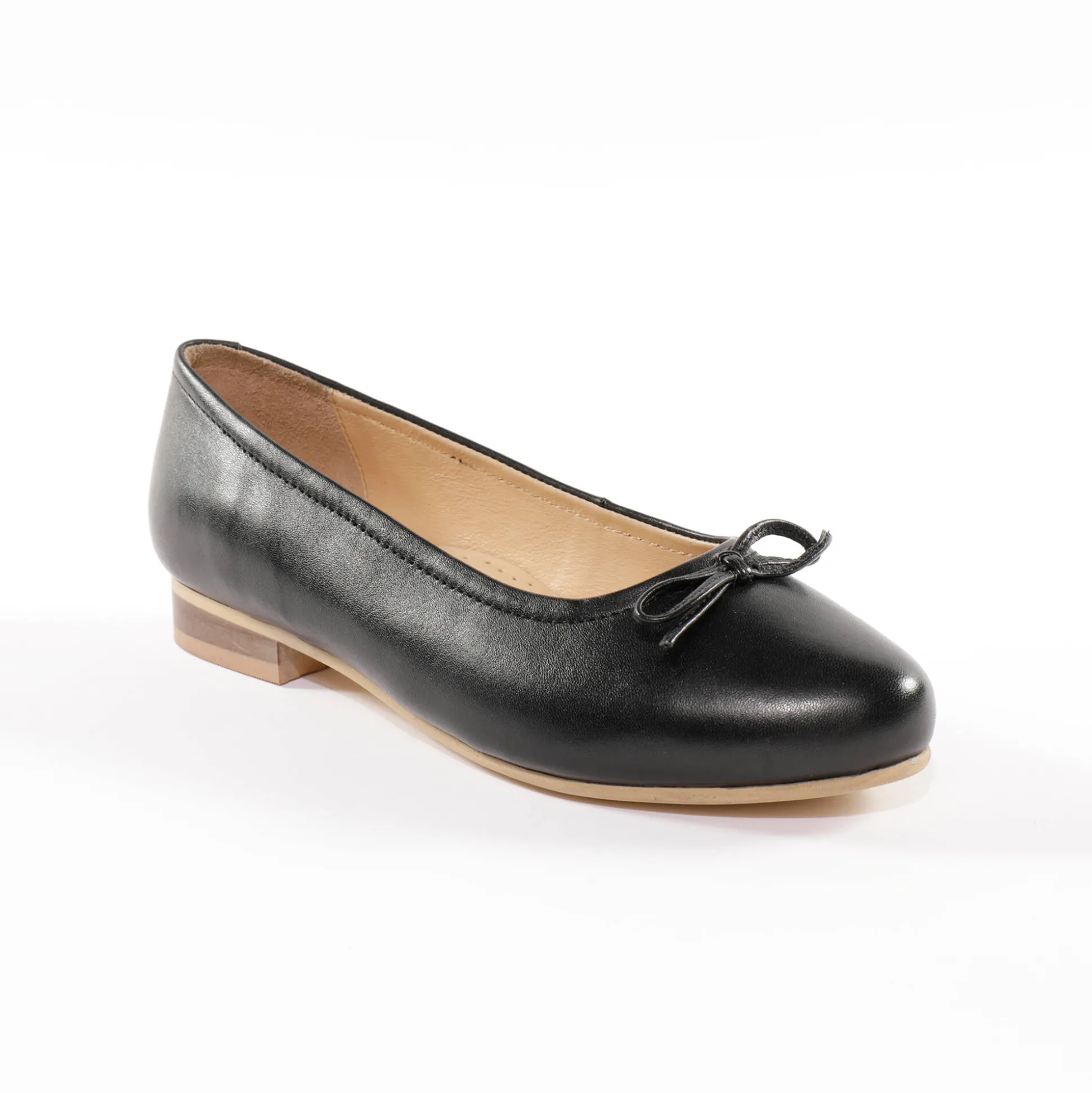 Comfortabele platte ballerina's in leer - zwart