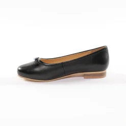 Comfortabele platte ballerina's in leer - zwart