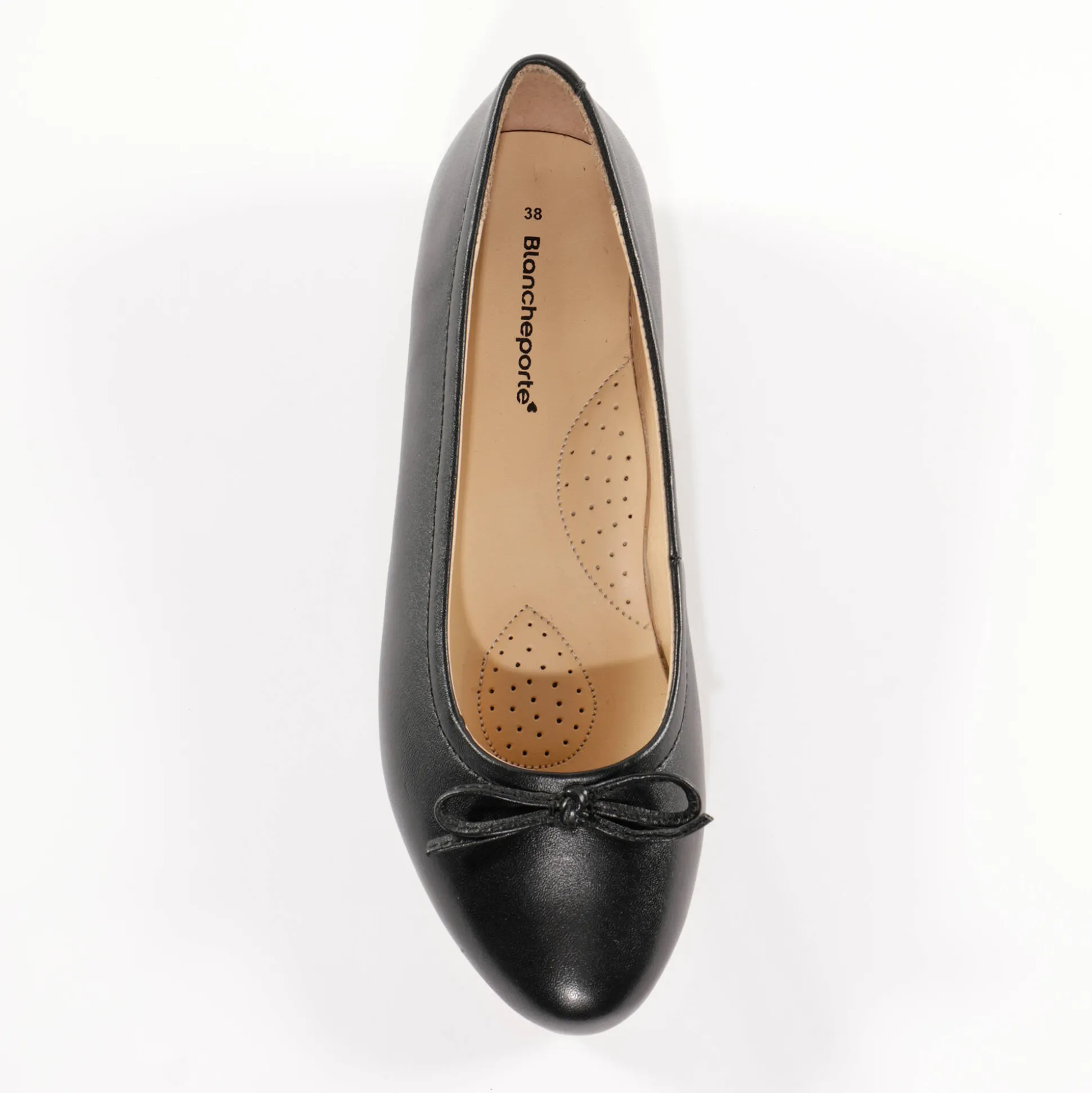 Comfortabele platte ballerina's in leer - zwart
