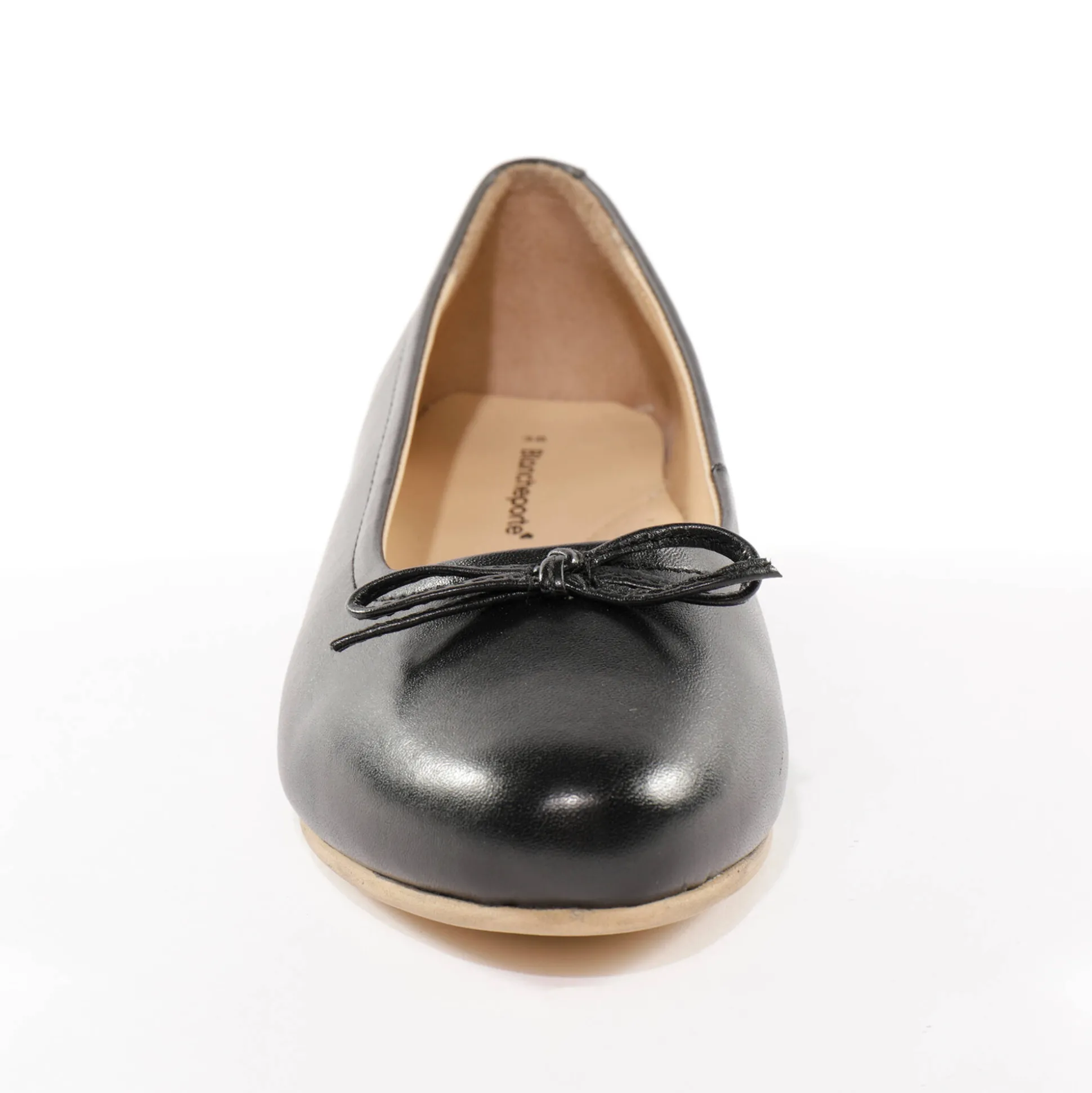 Comfortabele platte ballerina's in leer - zwart