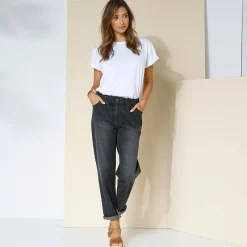 Comfortabele stretchjeans in 'mom' model, elastische taille