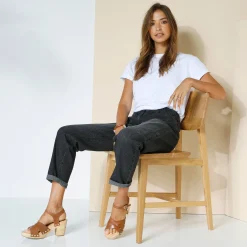 Comfortabele stretchjeans in 'mom' model, elastische taille