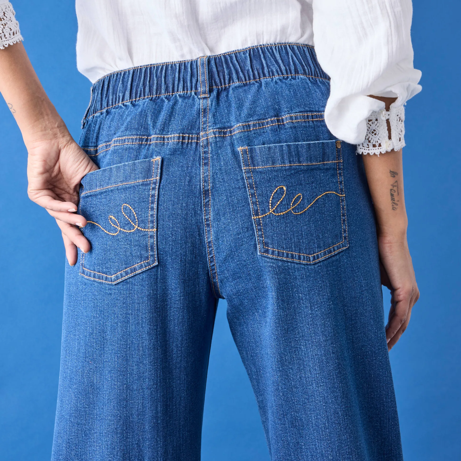 Comfortabele stretchjeans in 'mom' model, elastische taille
