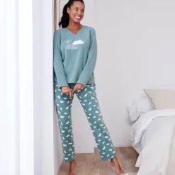 Complete pyjama in fleece met lange mouwen, wolkenprint
