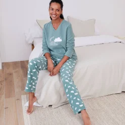 Complete pyjama in fleece met lange mouwen, wolkenprint
