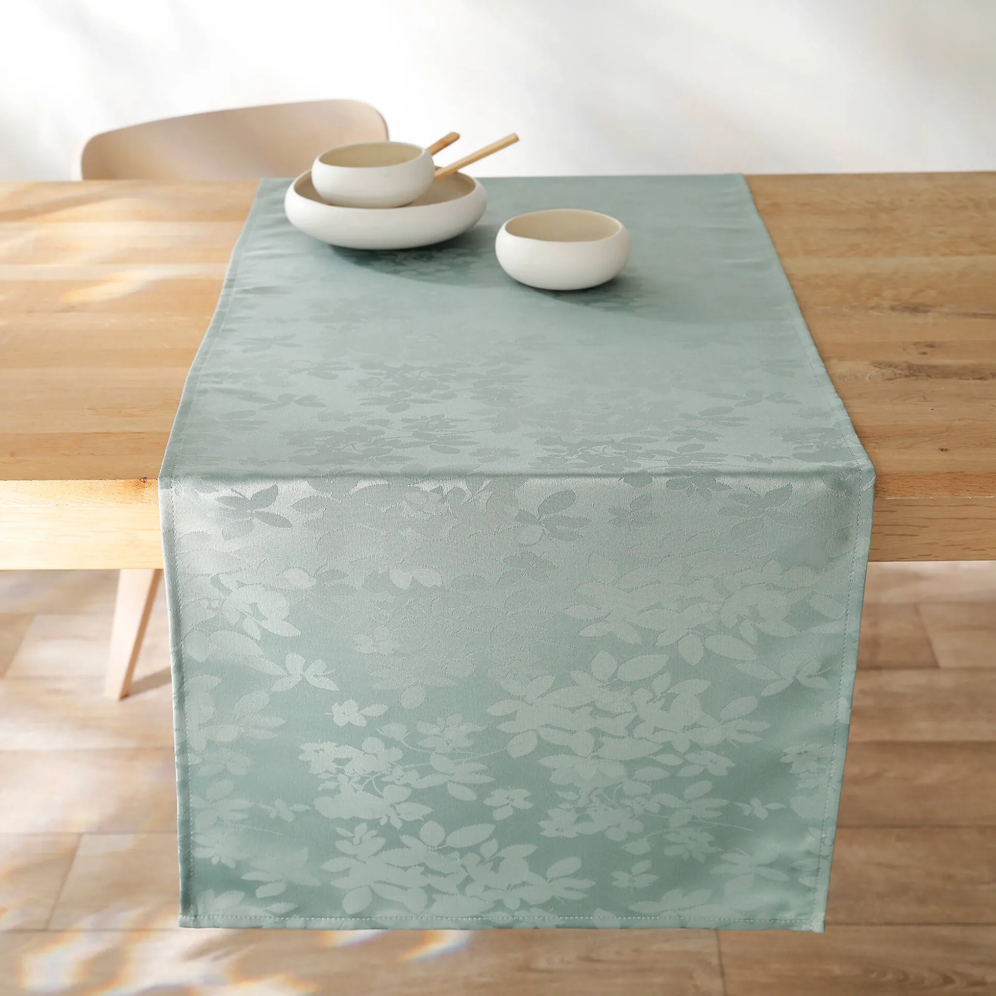 Damast tafellaken met bladerenprint Colombine®
