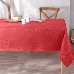 Damast tafellaken met bladerenprint Colombine®
