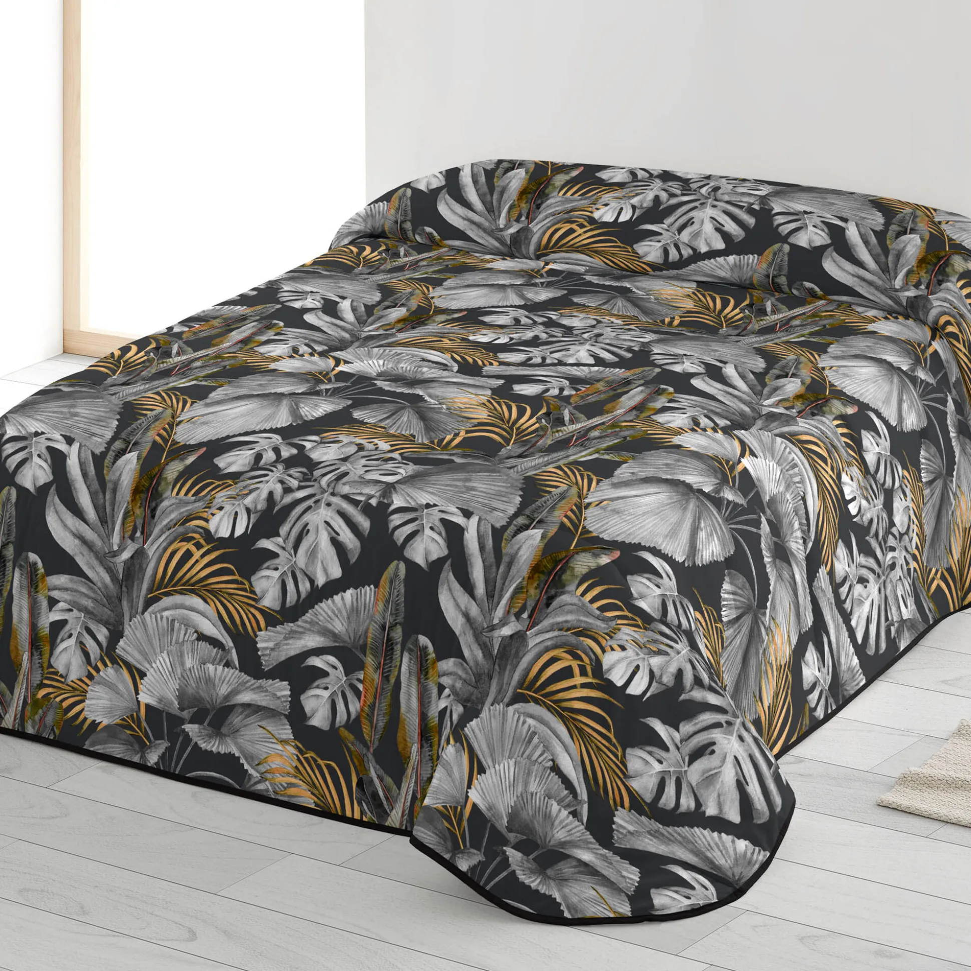 Dekbed in microvezel, bladerenprint, 200 g/m²