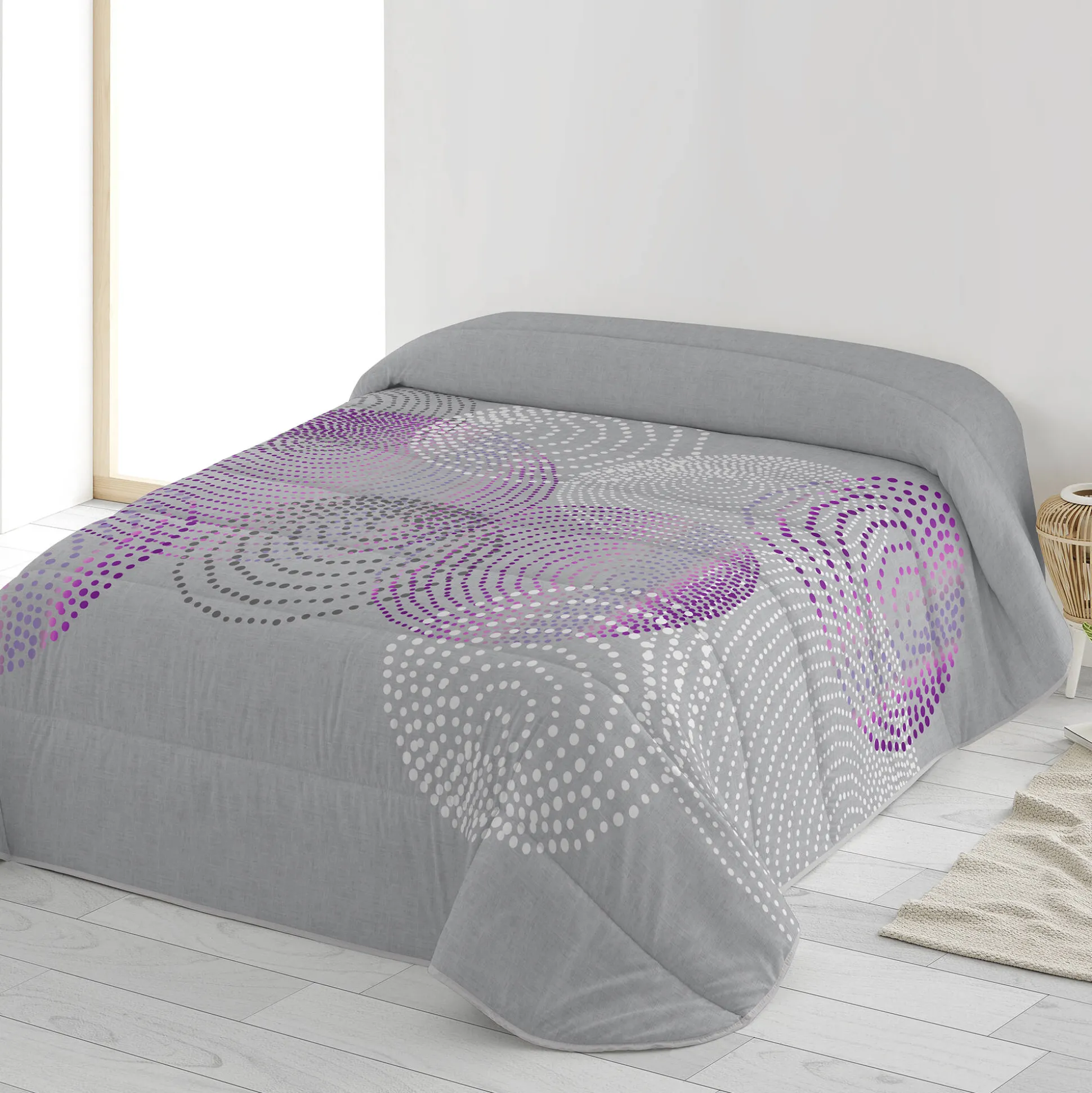 Dekbed in microvezel met grafische cirkelprint, 200 g/m2