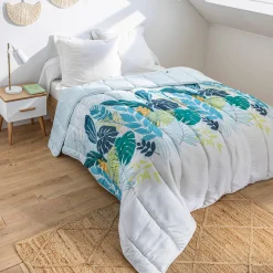 Dekbed in microvezel met bladerenprint 400 g/m2