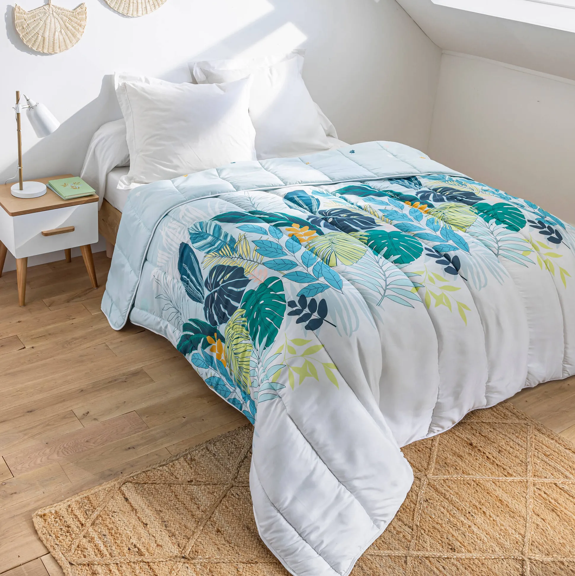 Dekbed in microvezel, plantenprint, 200 g/m2