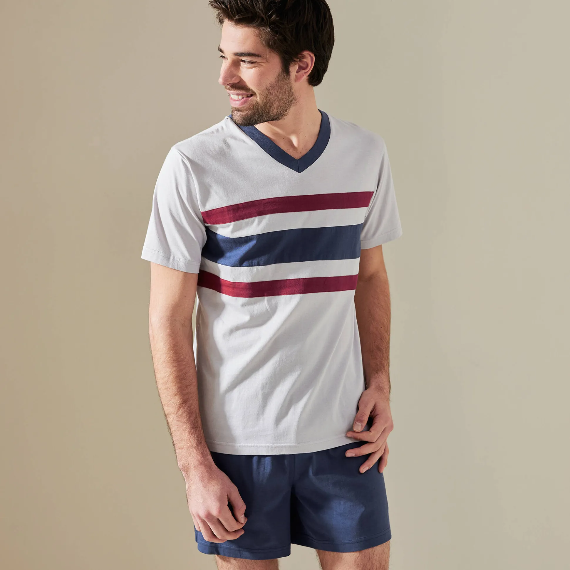 Driekleurige shortama - set van 2
