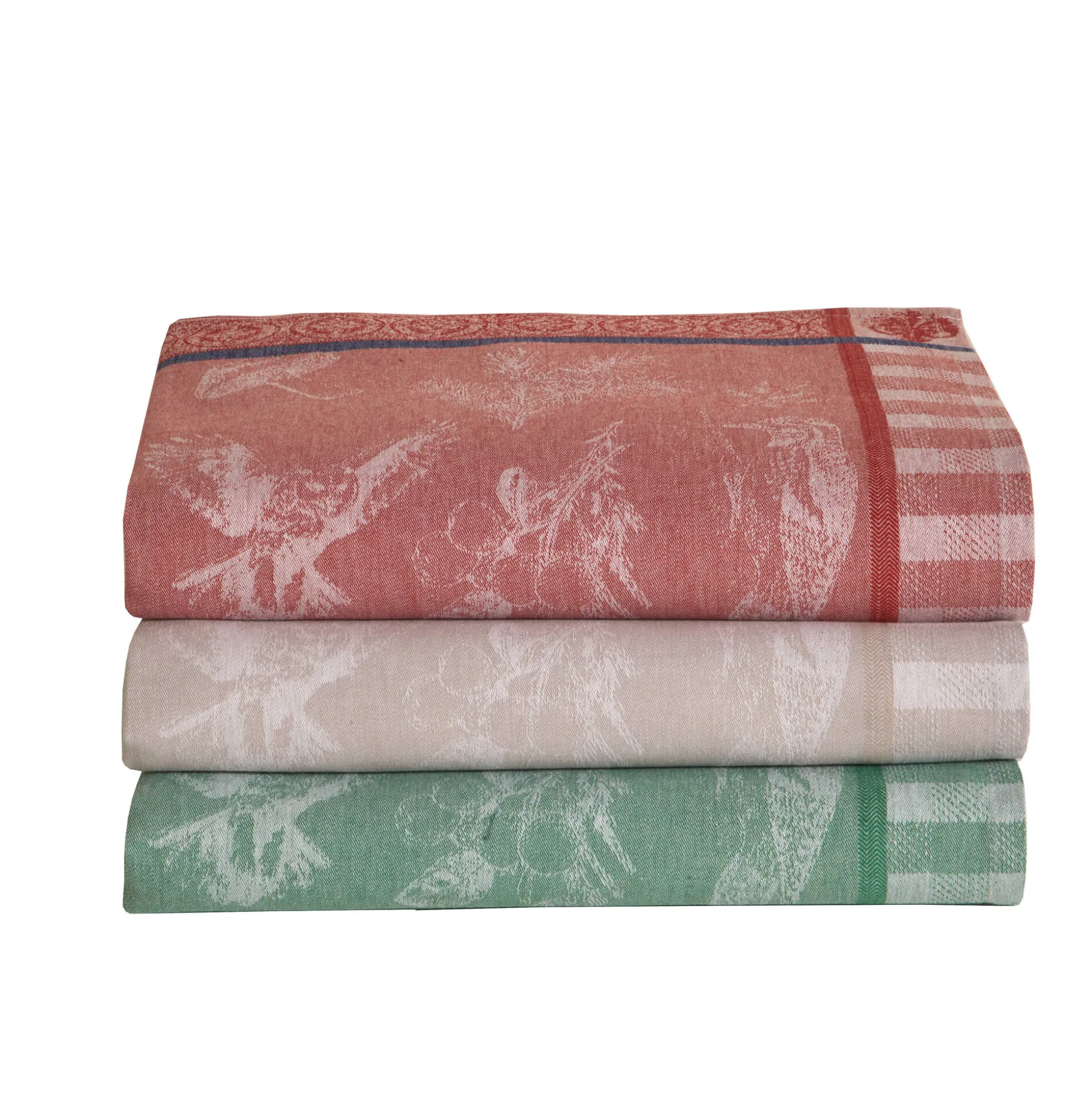 Droogdoek in jacquardkatoen met bosthema - set van 3