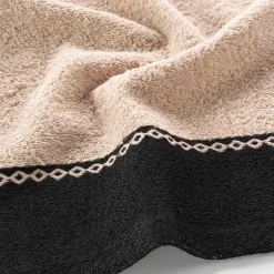 Effen badlinnen 450 g/m² met jacquard sierrand, zacht comfort