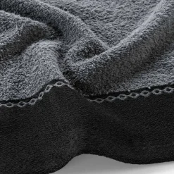 Effen badlinnen 450 g/m² met jacquard sierrand, zacht comfort