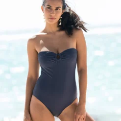 Effen badpak met bustier - verwijderbare bandjes