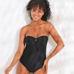 Effen badpak met bustier - verwijderbare bandjes