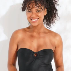 Effen badpak met bustier - verwijderbare bandjes