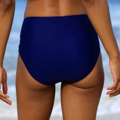 Effen bikinislip met hoge taille - gedrapeerd effect