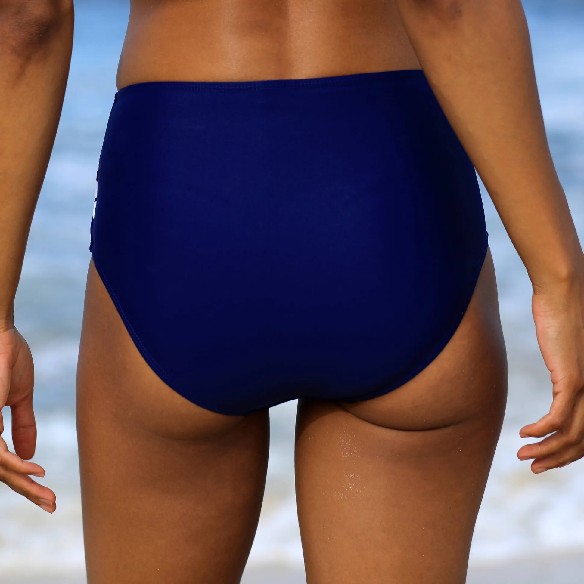 Effen bikinislip met hoge taille - gedrapeerd effect