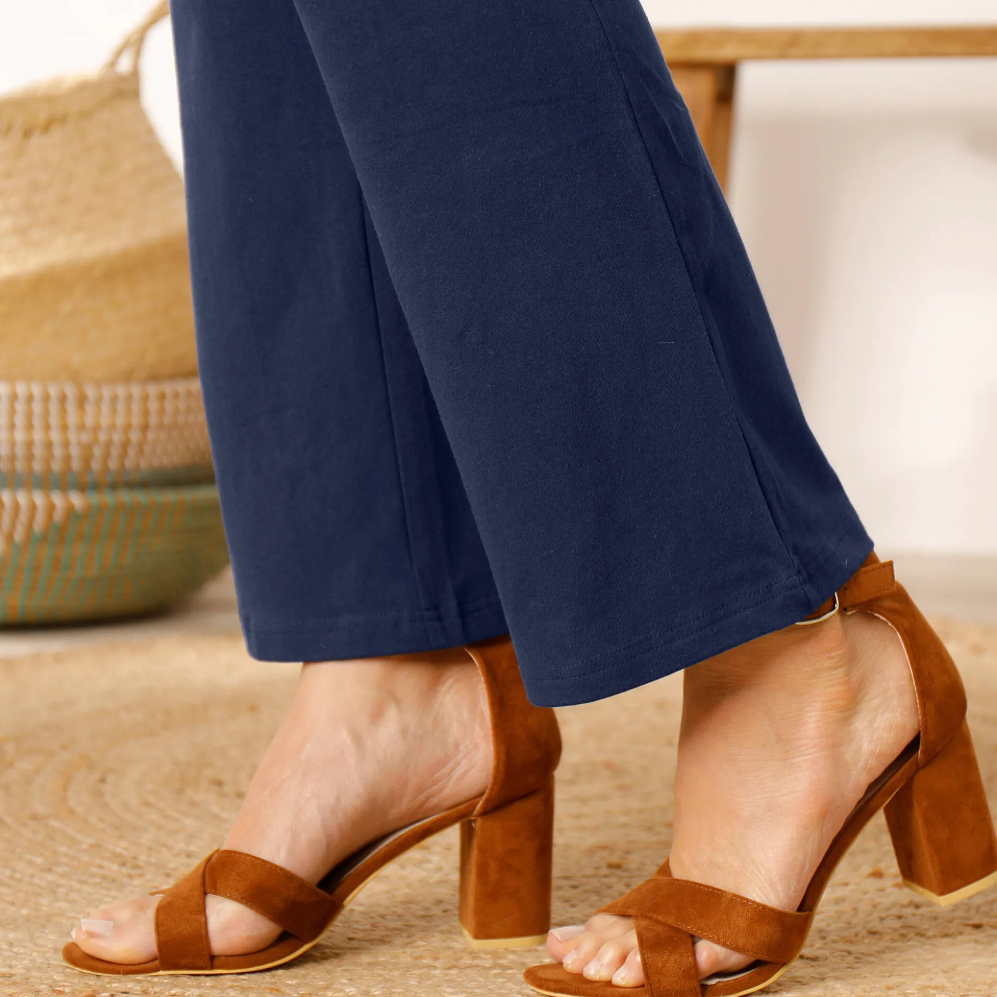 Effen bootcut legging, elastische taille