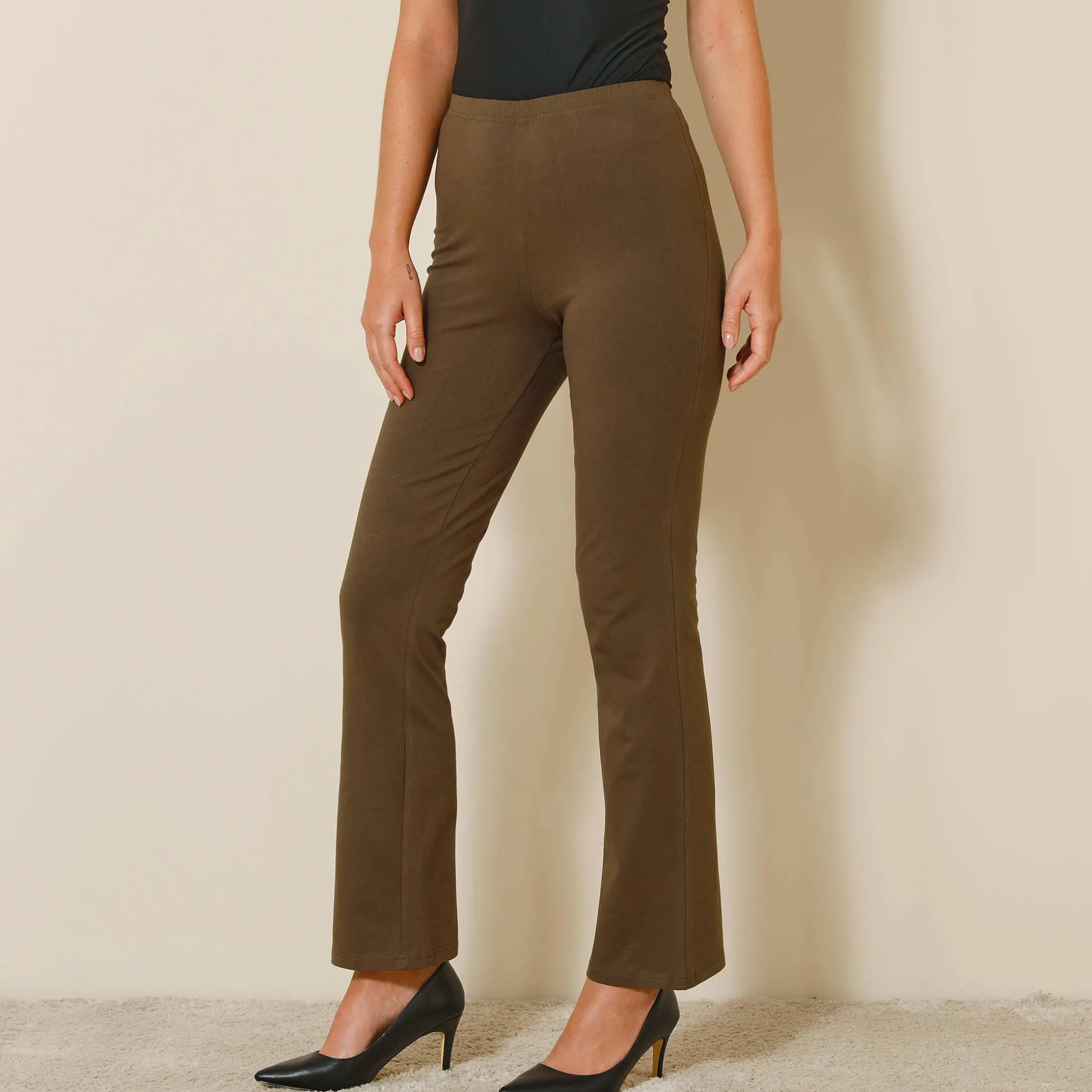 Effen bootcut legging, elastische taille