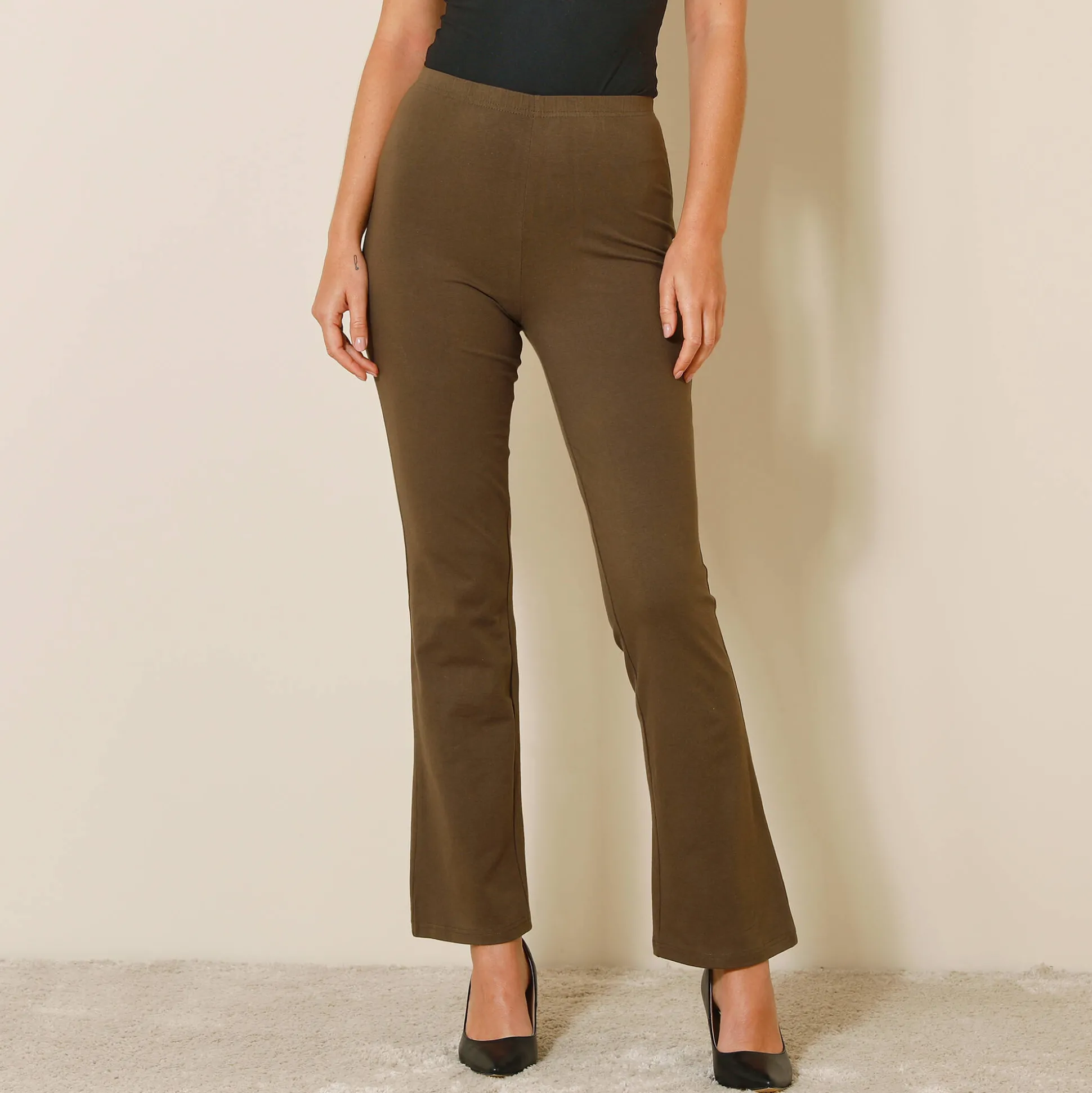 Effen bootcut legging, elastische taille