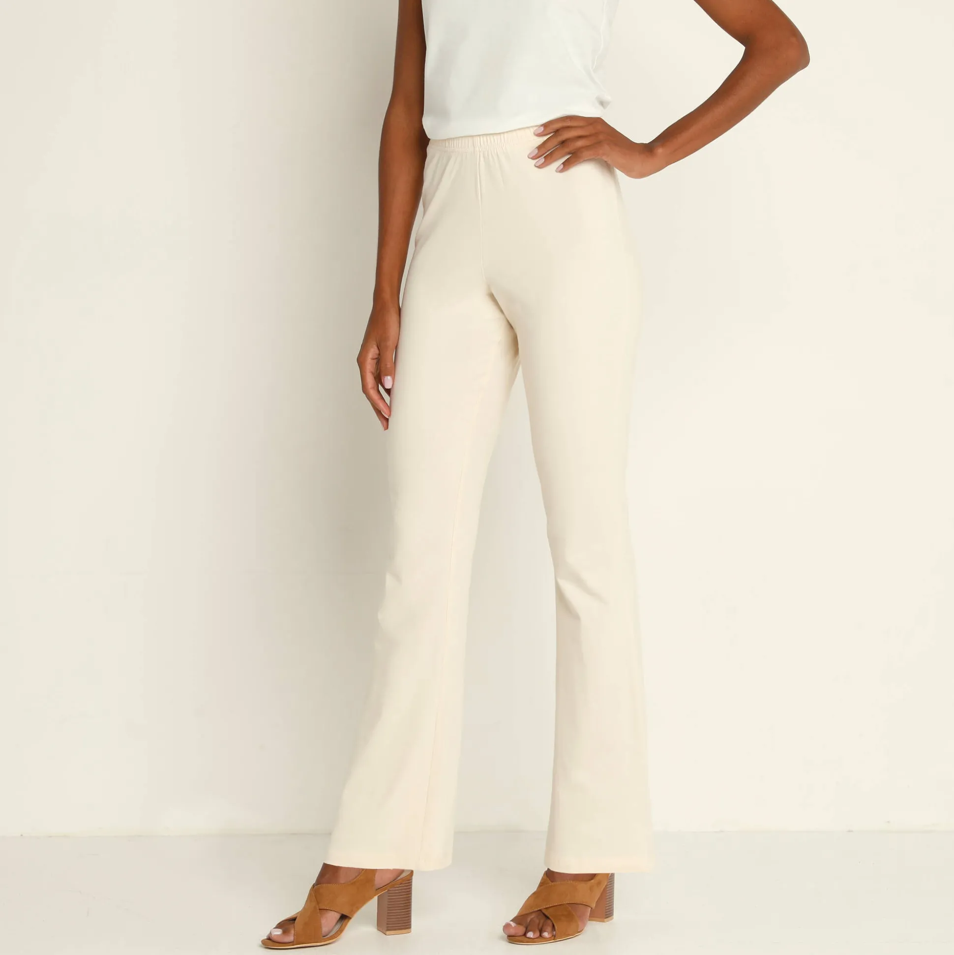 Effen bootcut legging, elastische taille