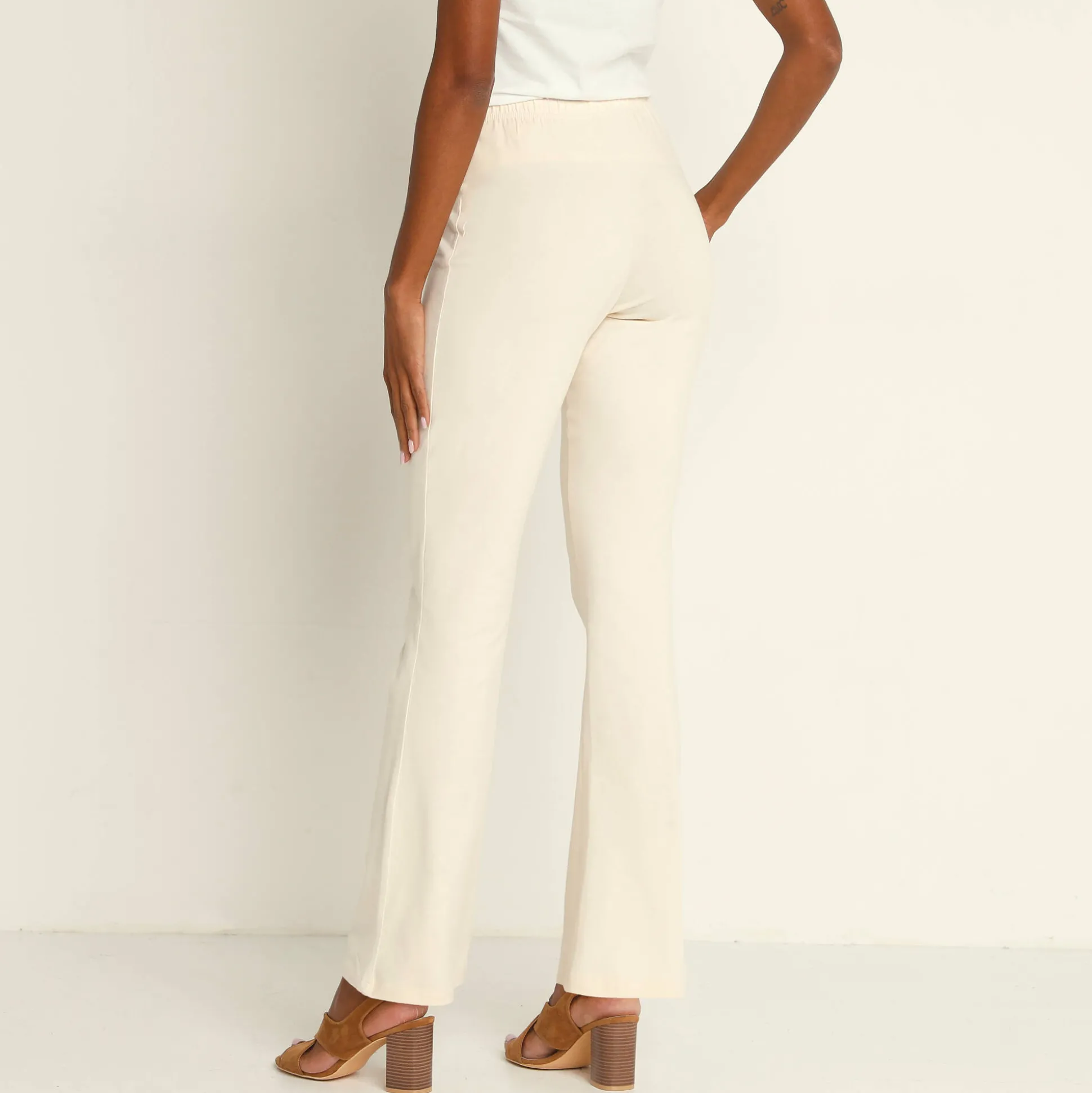 Effen bootcut legging, elastische taille