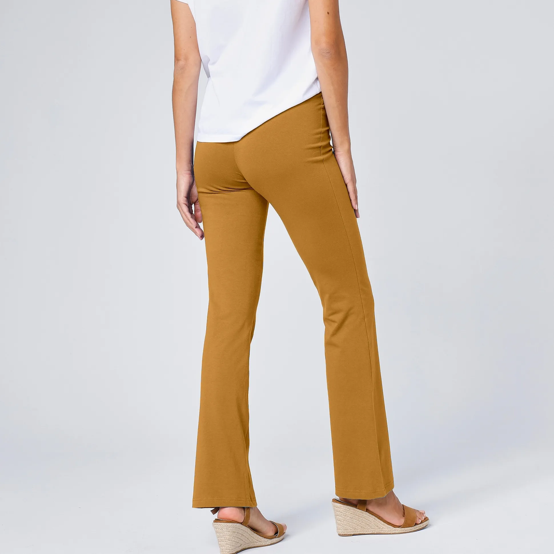Effen bootcut legging, elastische taille