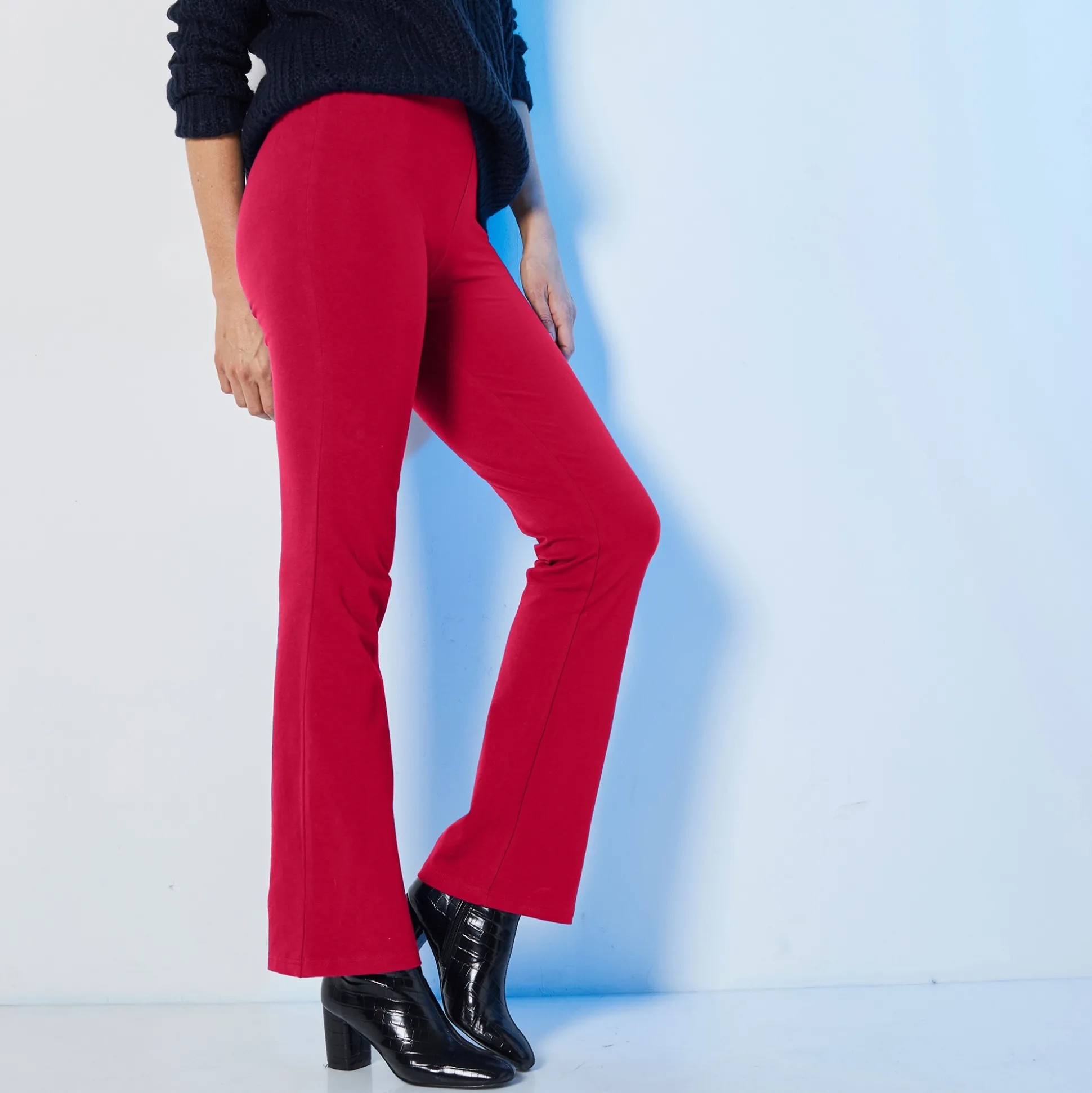Effen bootcut legging, elastische taille