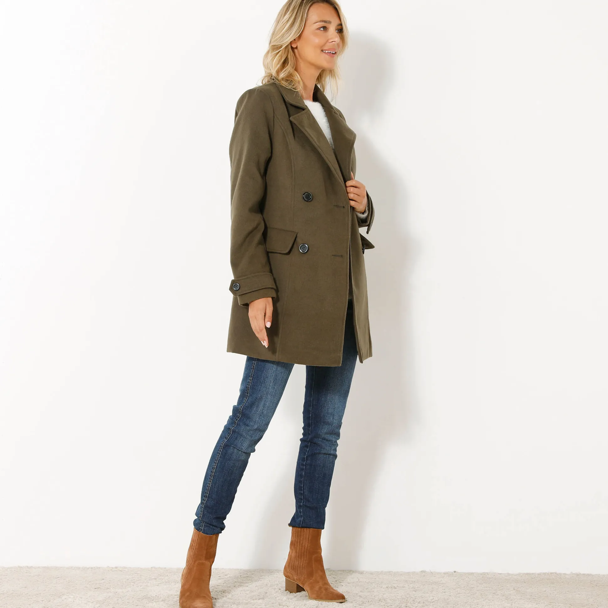 Effen cabanmantel met knoopsluiting