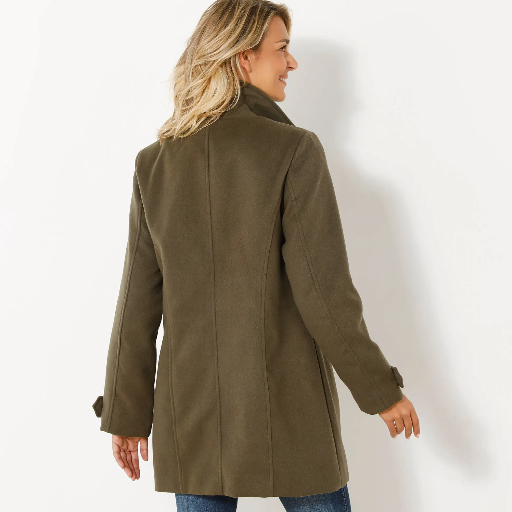 Effen cabanmantel met knoopsluiting