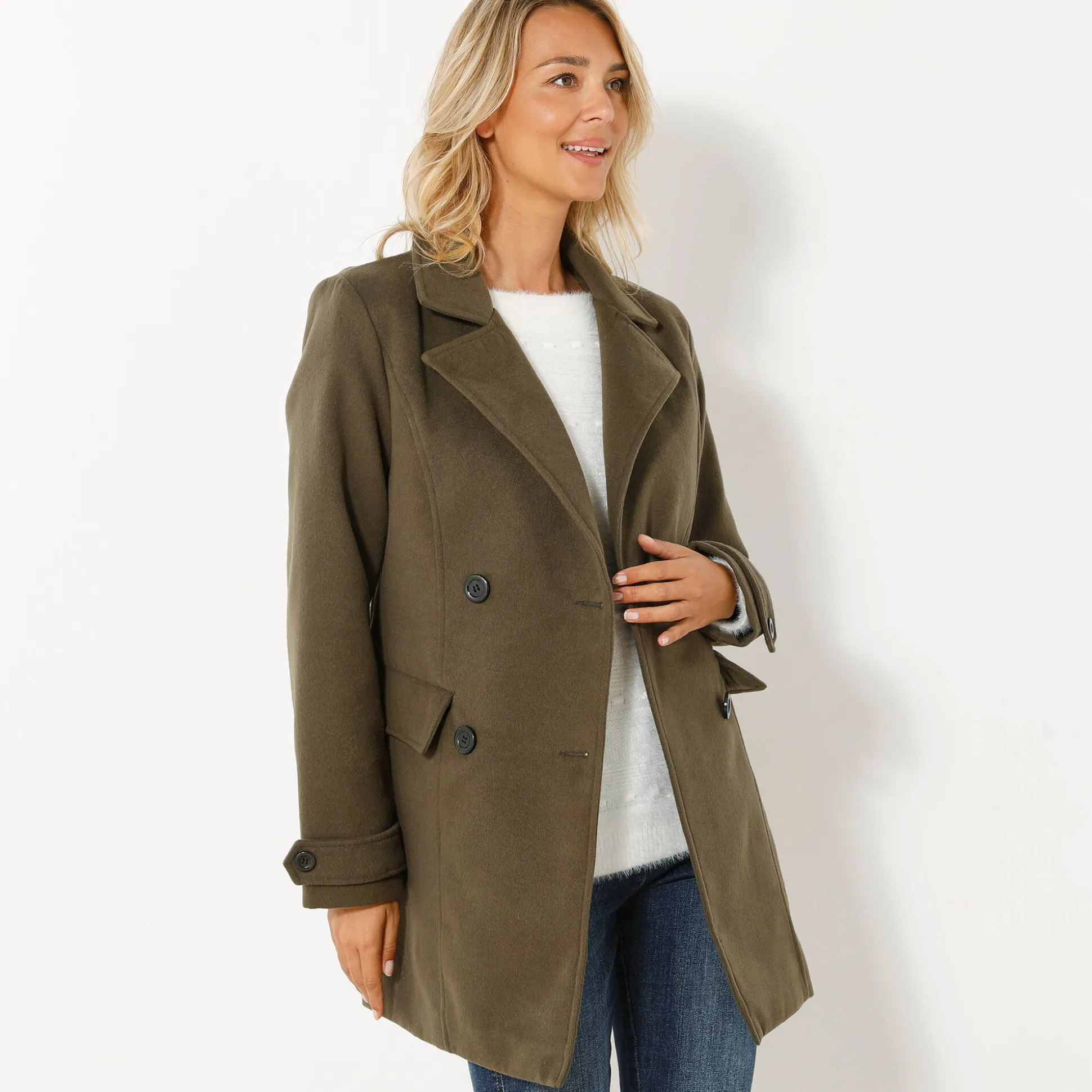 Effen cabanmantel met knoopsluiting