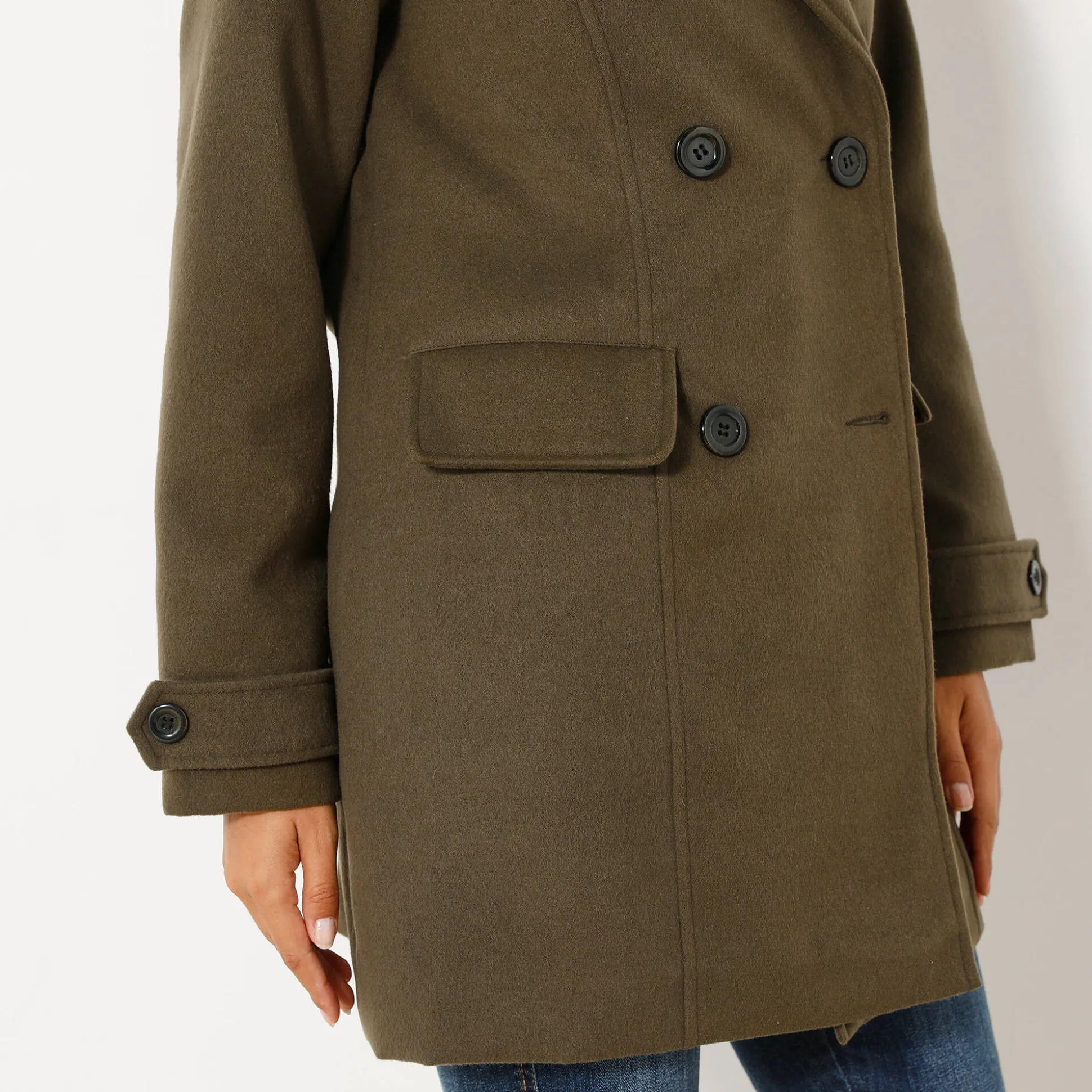 Effen cabanmantel met knoopsluiting