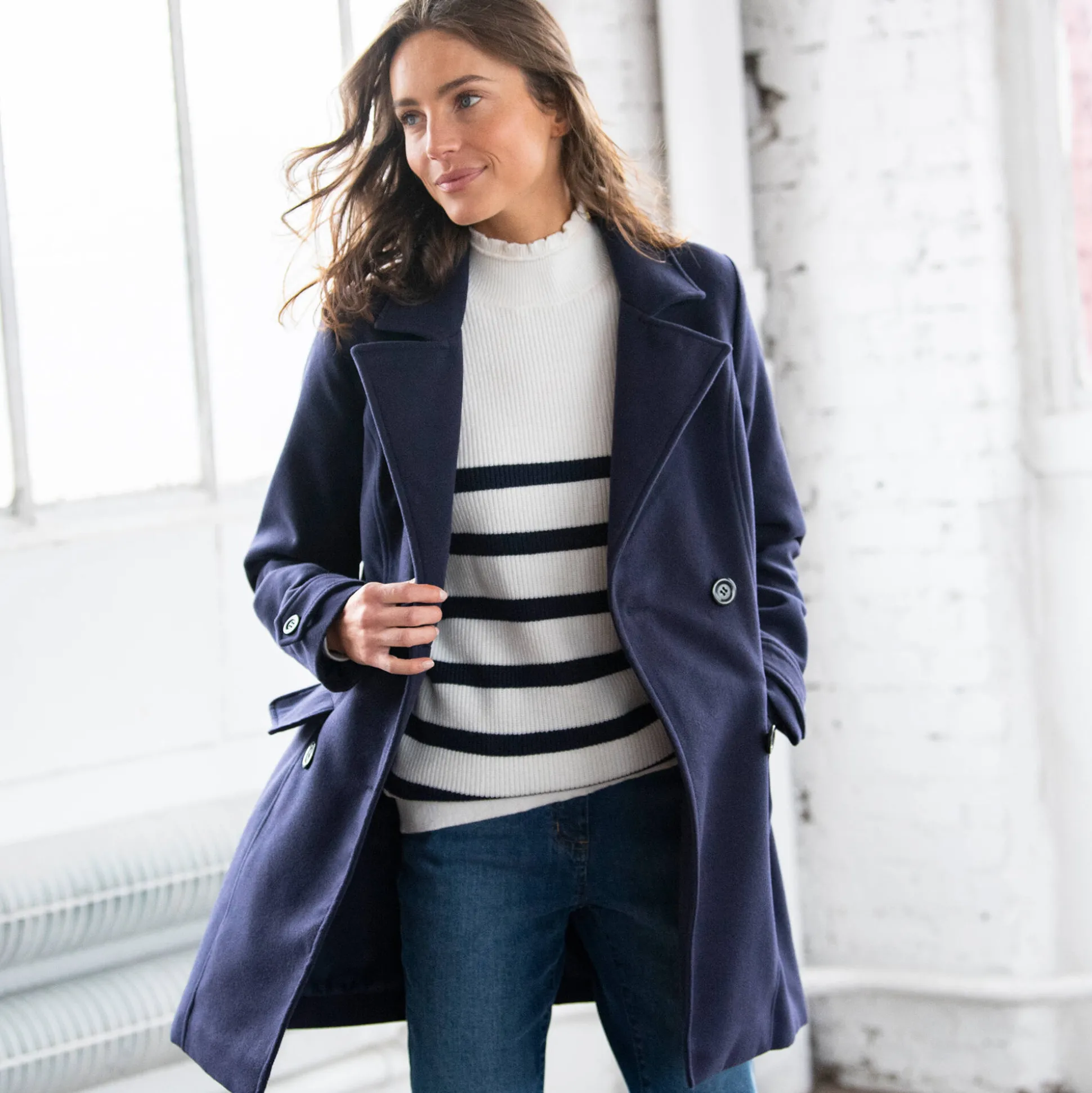 Effen cabanmantel met knoopsluiting