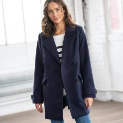 Effen cabanmantel met knoopsluiting