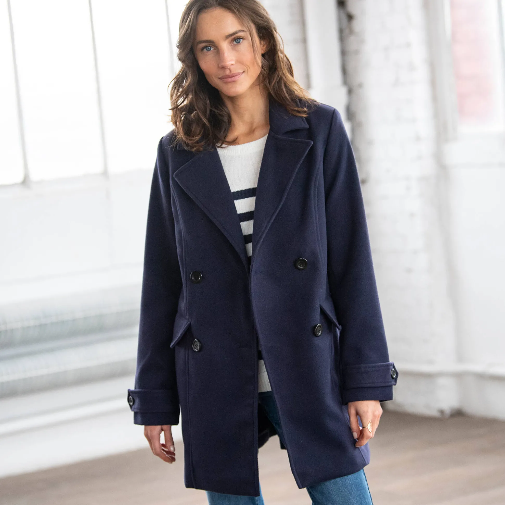Effen cabanmantel met knoopsluiting