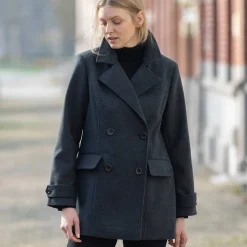 Effen cabanmantel met knoopsluiting