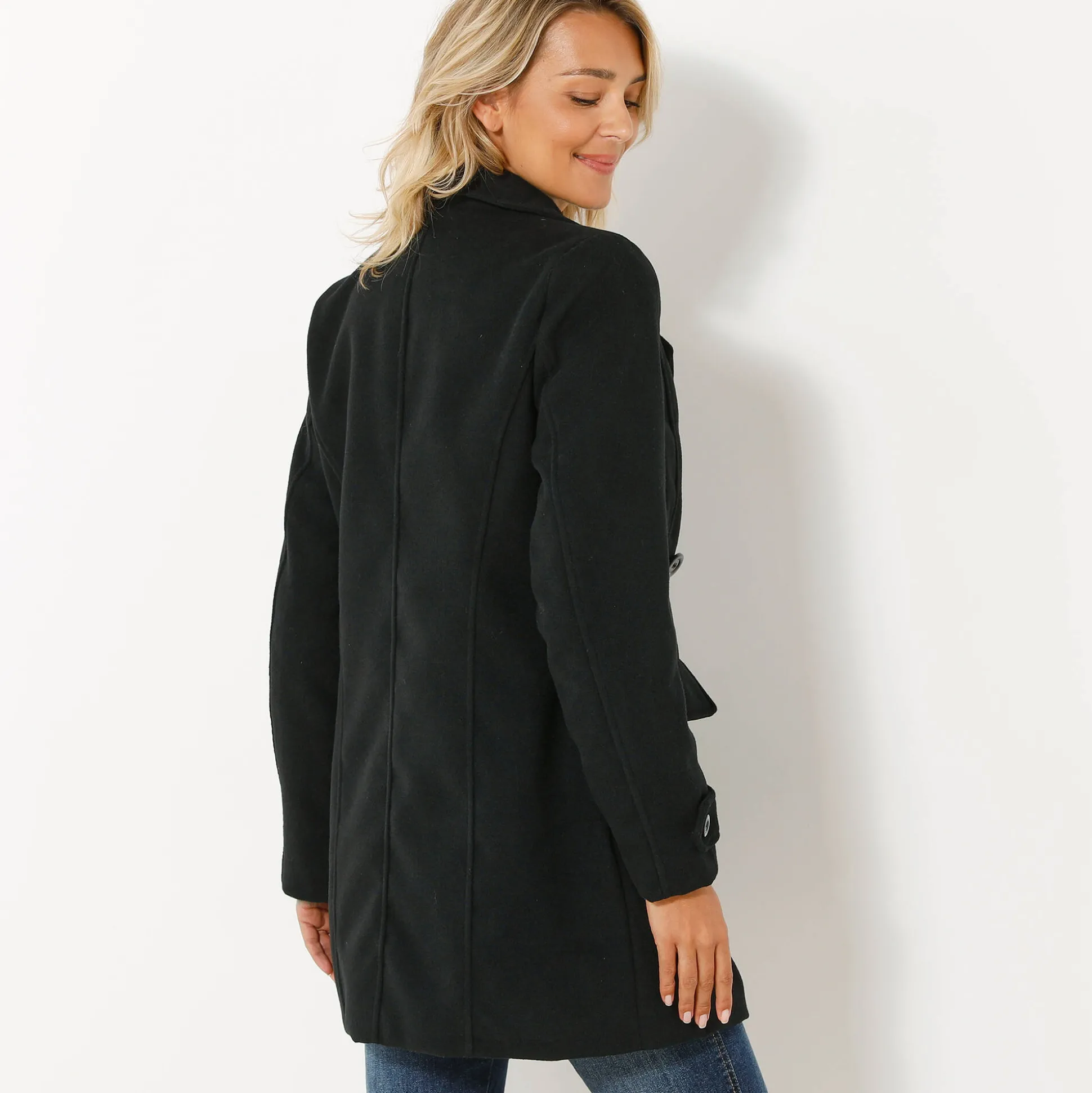 Effen cabanmantel met knoopsluiting
