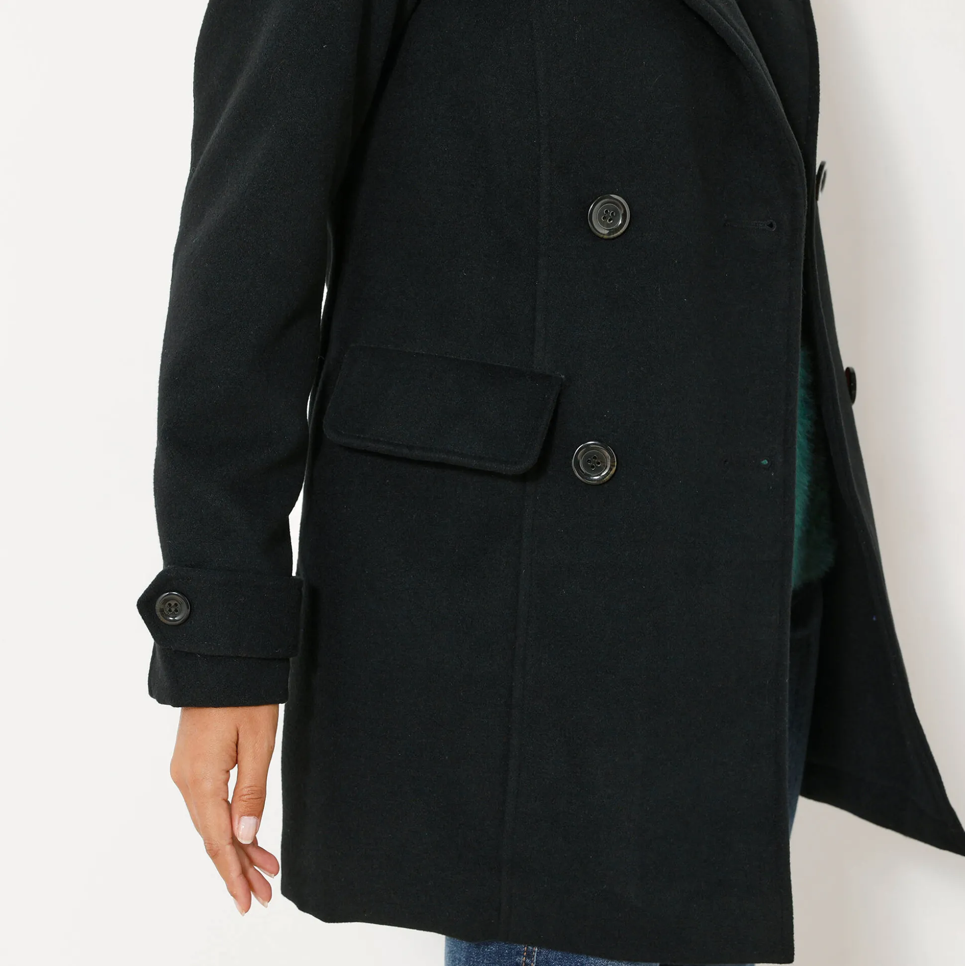Effen cabanmantel met knoopsluiting