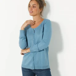 Effen cardigan met kasjmiertouch