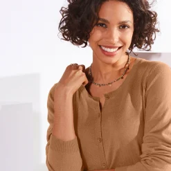 Effen cardigan met kasjmiertouch