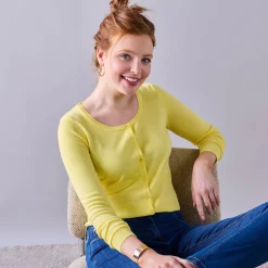 Effen cardigan met kasjmiertouch