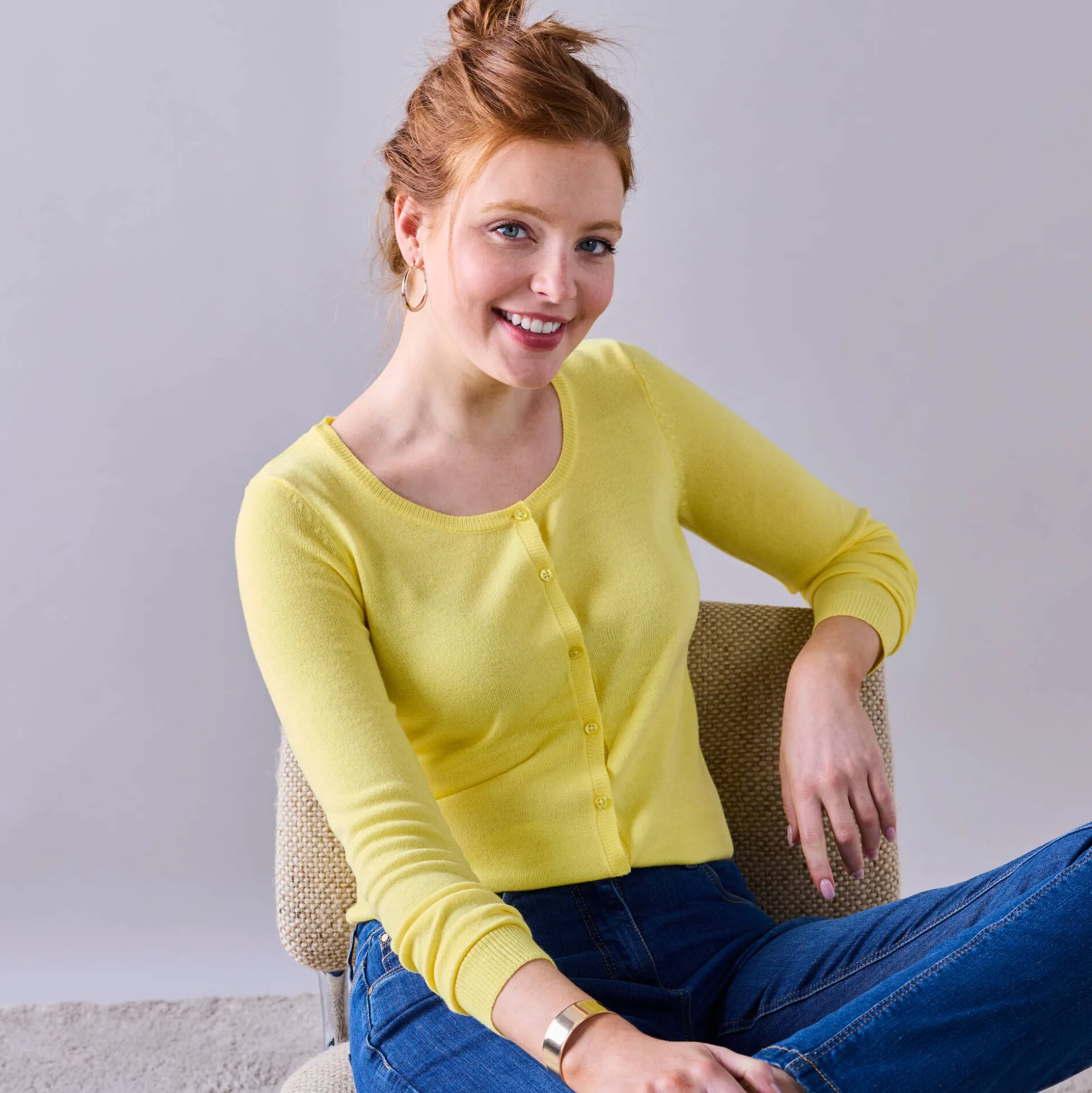 Effen cardigan met kasjmiertouch